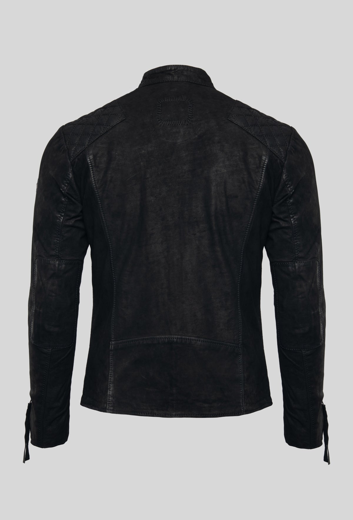 Nero von tigha – Biker-Lederjacke für Herren aus Rindsleder in Buffed Black, Produktfoto Rückseite