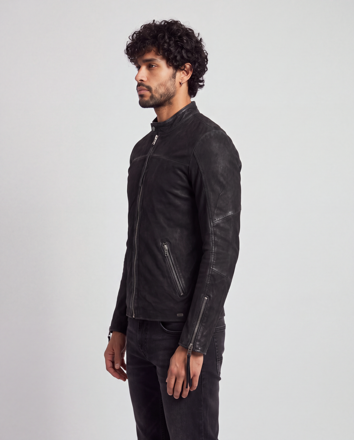 Daniel — Lederjacke, Buffed Black, Seite