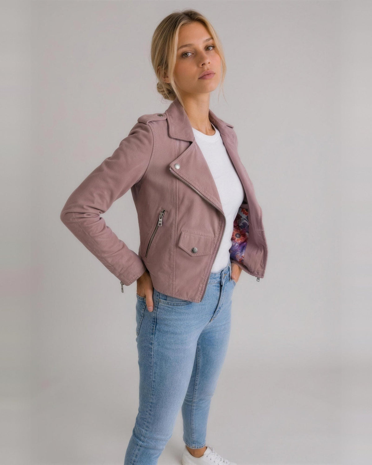 Mayra Lederjacke in Vintage Lotus — Vorderansicht