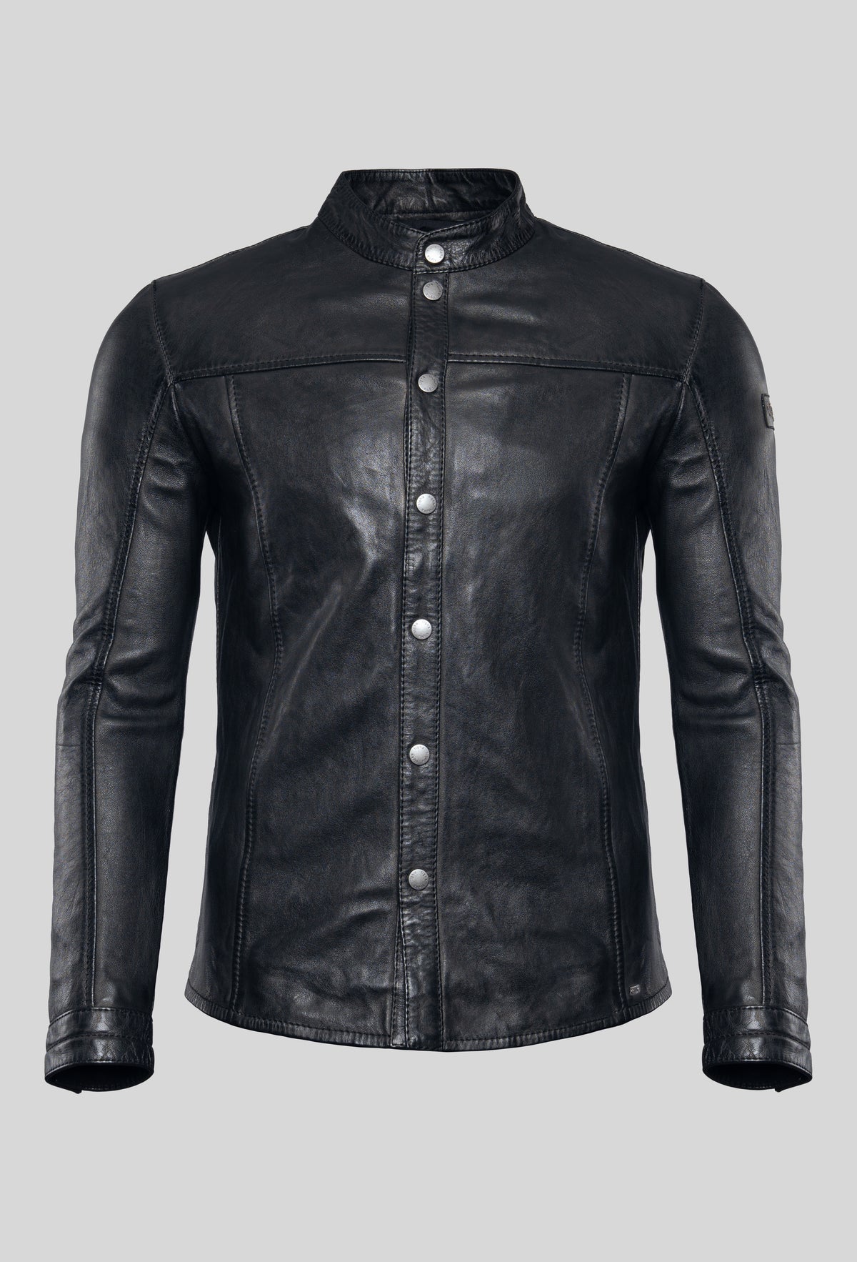Jules von tigha – Leder-Overshirt für Herren aus Schafsleder in Heavy Washed Black, Produktfoto ohne Model